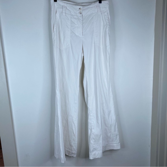 Maeve Naomi Wide Leg Flare Pants Anthropologie White Boho Minimalist Preppy 70s - Picture 2 of 12